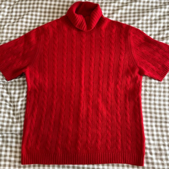 Lands’ End 100% Cashmere Short Sleeve Turtleneck Sweater - Size L - Picture 3 of 9